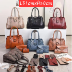 Synthetic Leather Bag Combo-Grey Three Piece - Image 3