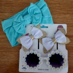 Bow hair clips and Sunglass and Cute Head band