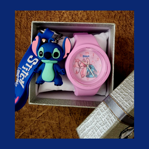 Stitch Silicon watch with cute Keychain combo