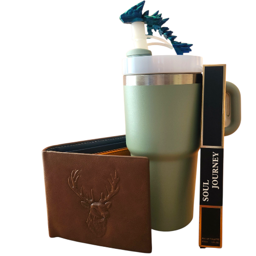 600ml Stainless Steel Tumbler and 3D Dragon topper and 15ml Perfume and Wallet