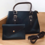 Synthetic Leather Bag with Accessories Combo-Black - Image 7