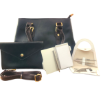 Synthetic Leather Bag with Accessories Combo-Black - Image 4
