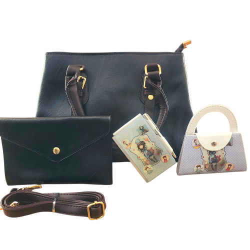 Synthetic Leather Bag and Accessory Combo