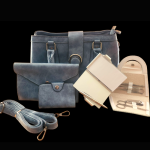 Synthetic Leather Bag with Accessories Combo-Denim Blue - Image 4