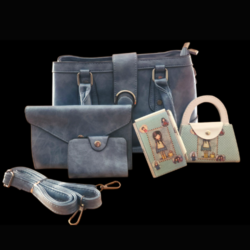 Synthetic Leather Bag and Accessory Combo