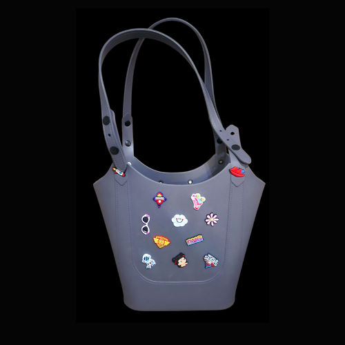 bogg bag grey b New Design Bogg bag with Bogg Phone Holder and free Jibbitz-Grey - Image 1