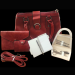 Synthetic Leather Bag with Accessories Combo-Maroon - Image 6