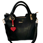 Big Stylish Bag with with Rhinestone keychain-Black