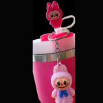 Mini Bogg bag and 600ml Tumbler Labubu Combo-Cream and Neon Pink - Image 4