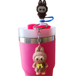 Mini Bogg bag and 600ml Tumbler Labubu Combo-Black and Neon Pink - Image 4