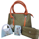 Synthetic Leather Bag with Accessories Combo-Green