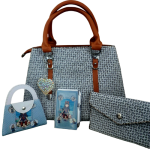 Synthetic Leather Bag with Accessories Combo-White & Black