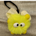 Tumbler Accessory Combo-Yellow Fluffy Keychain with Black Silicone Ring